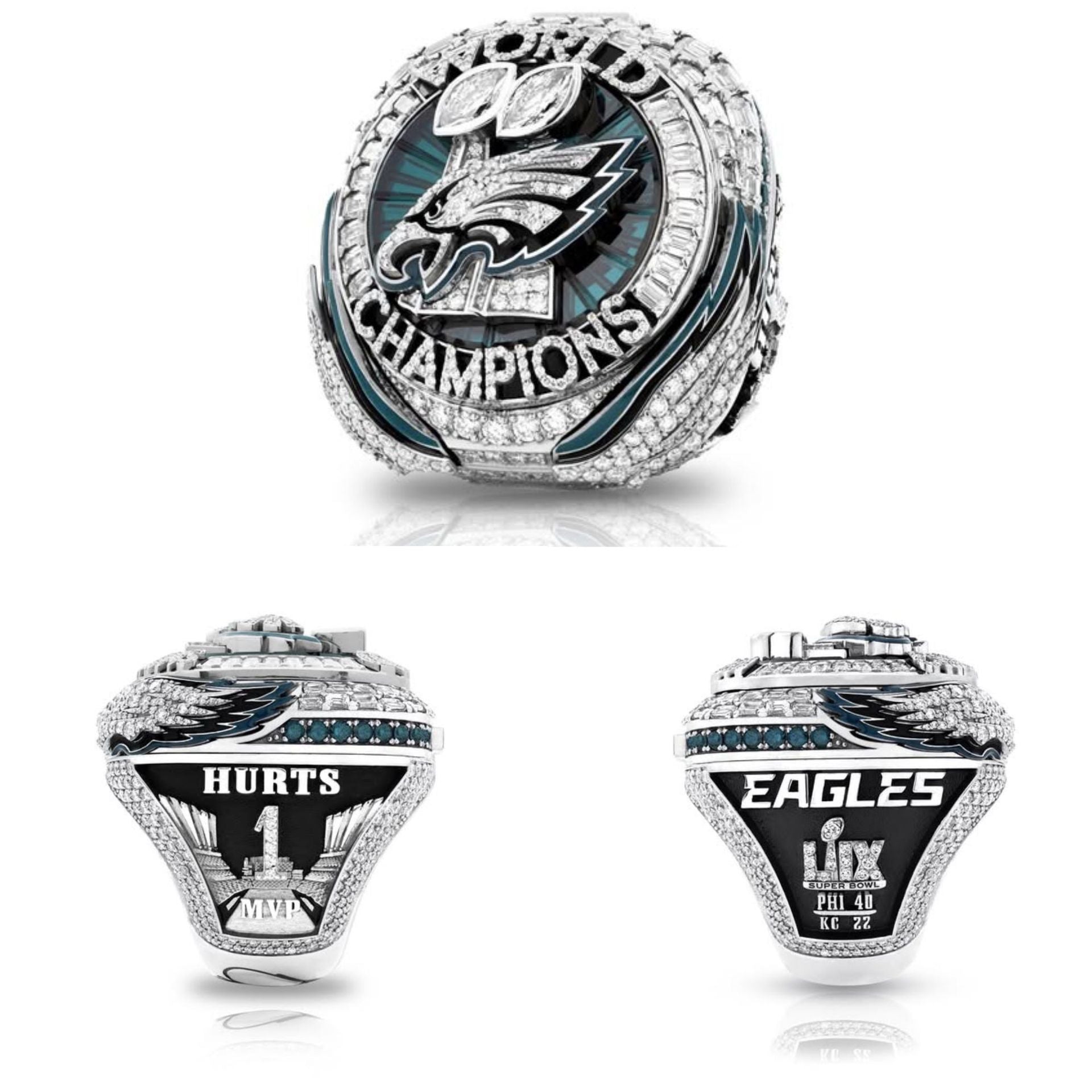 Philadelphia Eagles Super Bowl LIX Rings #1 Hurts MVP Edition with Wings Pop Out